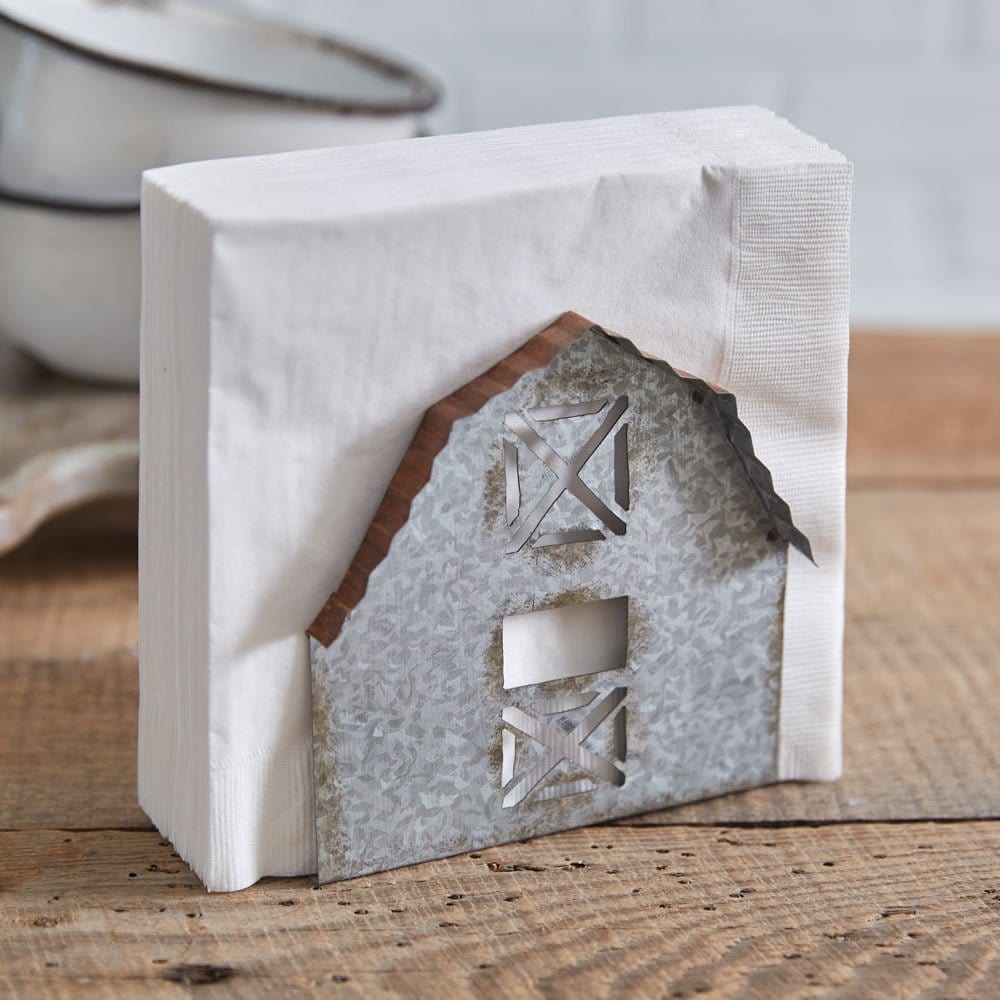 Galvanized Metal Barn Napkin Holder-CTW Home-The Village Merchant