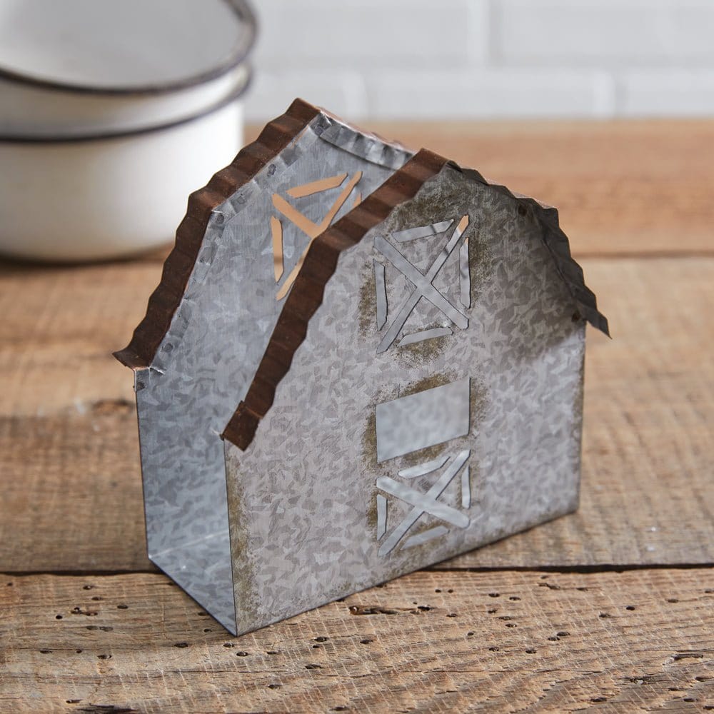 Galvanized Metal Barn Napkin Holder-CTW Home-The Village Merchant