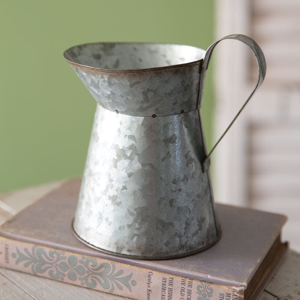 Galvanized Metal Beatrice Short Pitcher With Handle