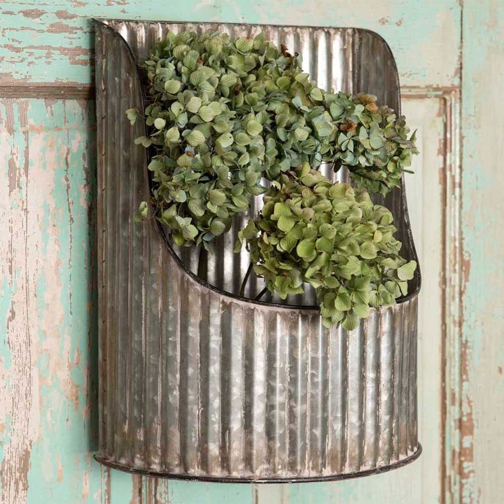 Galvanized Metal Corrugated Half Round Wall Pocket / Bin-CTW Home-The Village Merchant