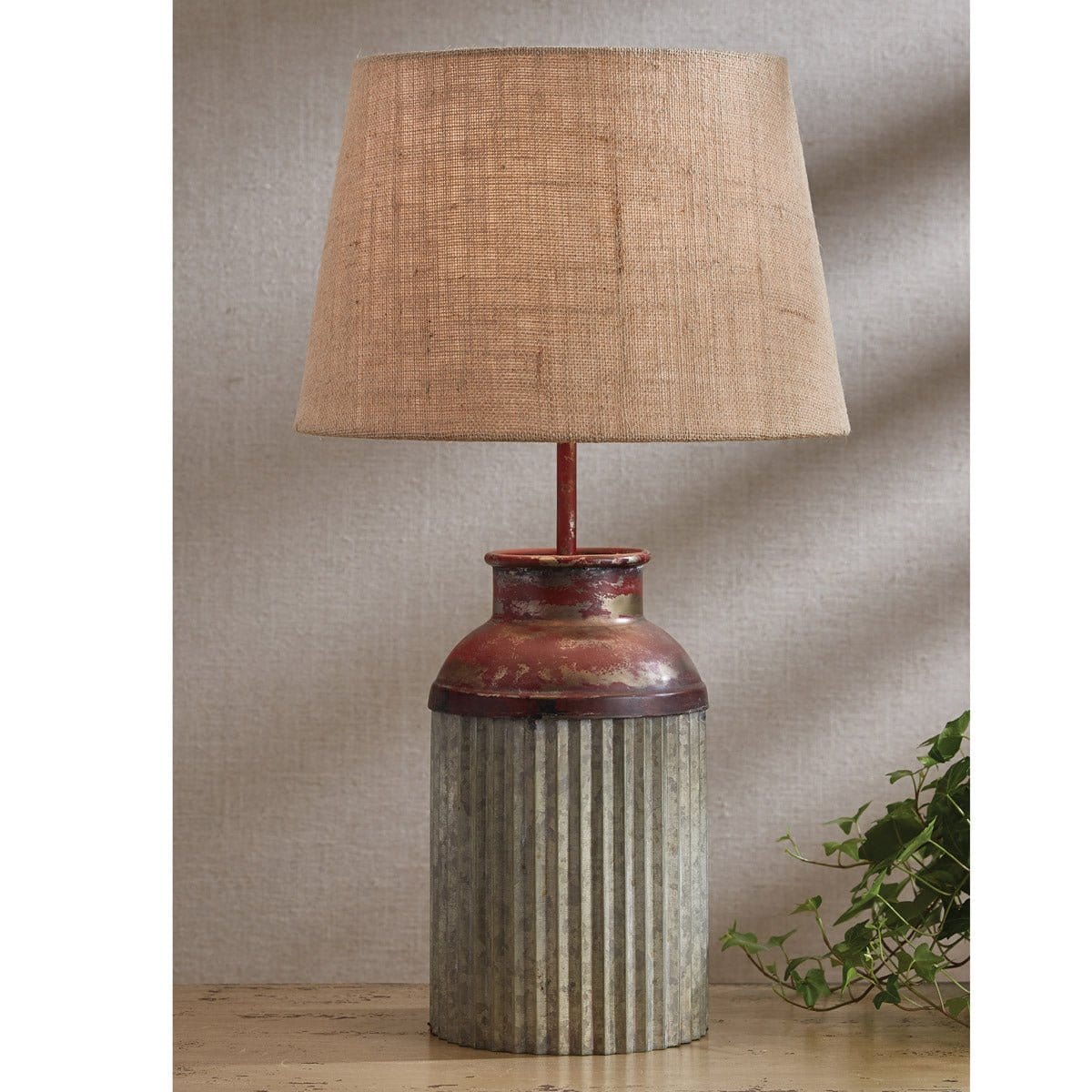 Galvanized Metal Crimped Canister Table Lamp With Shade-Park Designs-The Village Merchant