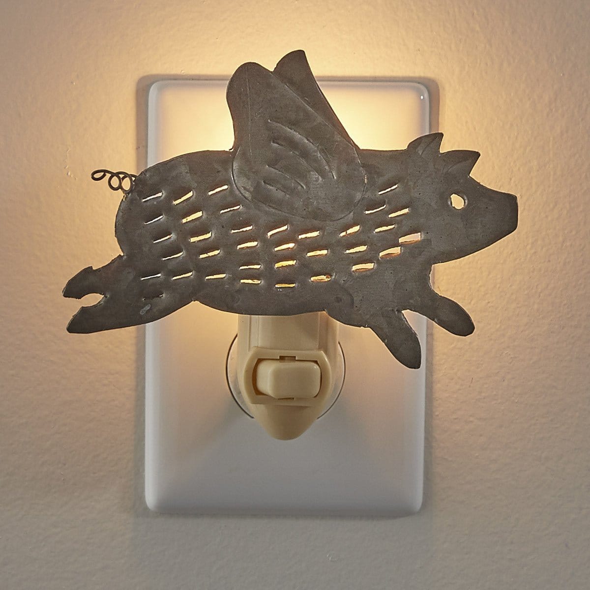 Galvanized Metal Flying pig Night Light-Park Designs-The Village Merchant