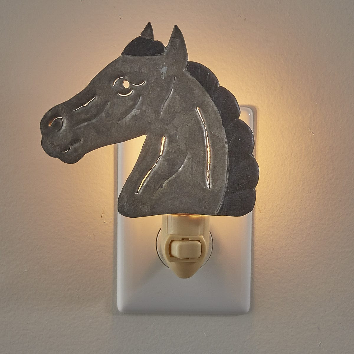 Galvanized Metal Horse Head Night Light