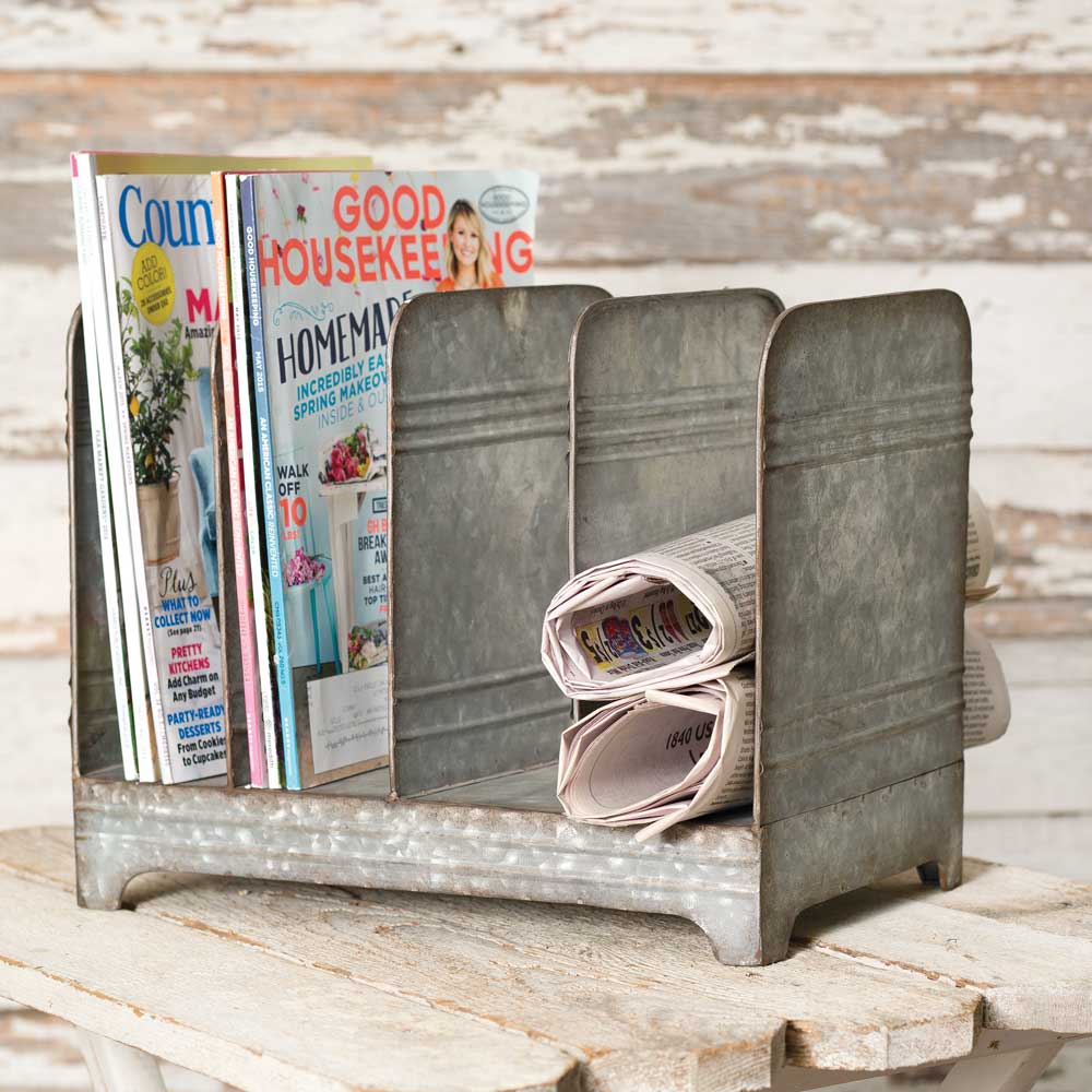 Galvanized Metal Magazine / Book Rack-CTW Home-The Village Merchant