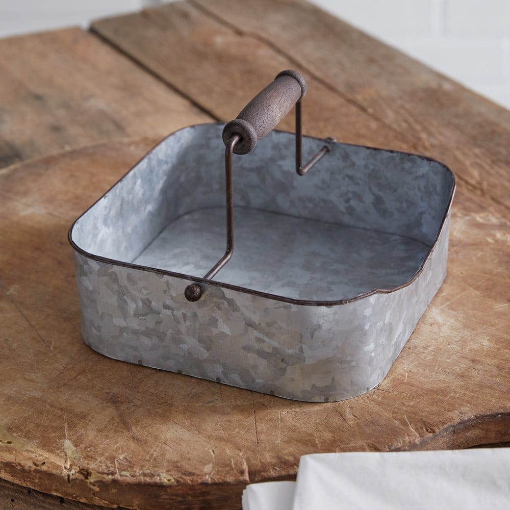 Galvanized Metal Napkin Holder With Handle-CTW Home-The Village Merchant