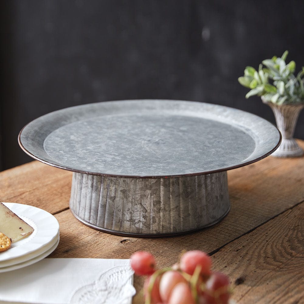 Galvanized Metal Oversized Farmhouse Cake Stand For Display &amp; Serving