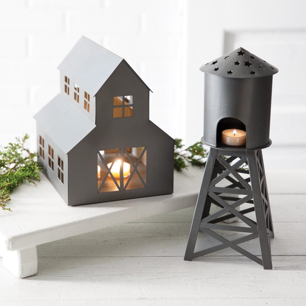 Galvanized Metal Pole Barn Christmas Luminary