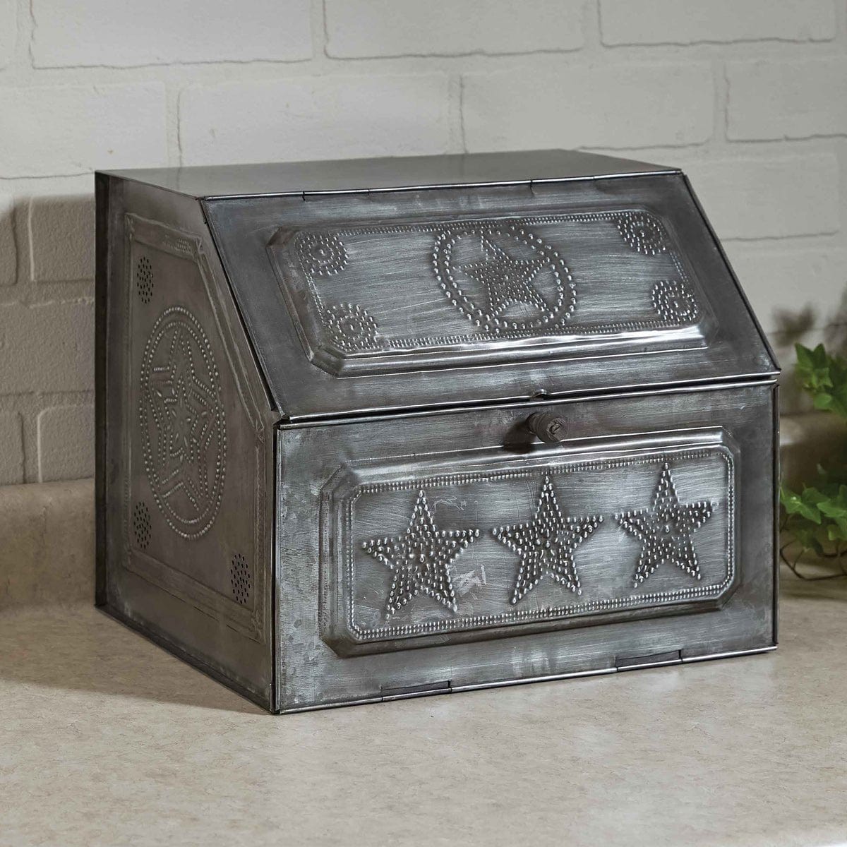 Galvanized Metal Punched Star Bread Box-Park Designs-The Village Merchant