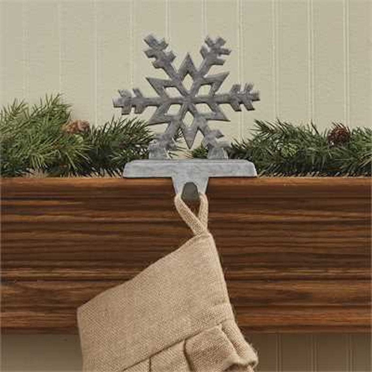 Galvanized Metal Snowflake Stocking Holder-Park Designs-The Village Merchant