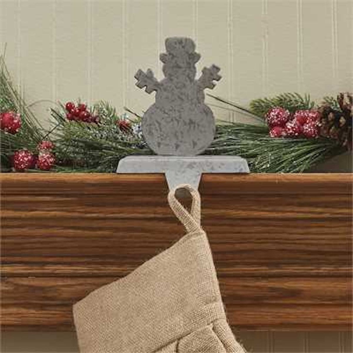 Galvanized Metal Snowman Stocking Holder-Park Designs-The Village Merchant