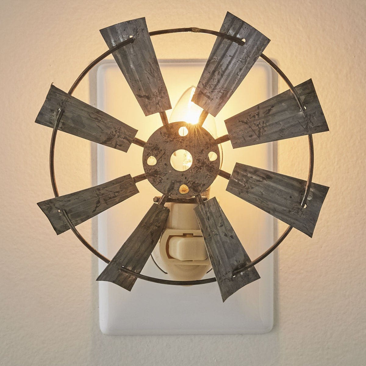Galvanized Metal Windmill Night Light-Park Designs-The Village Merchant