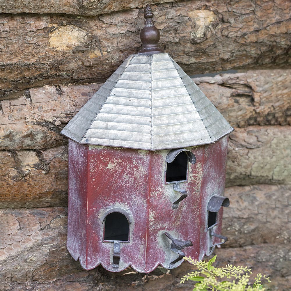 Galvanized &amp; Painted Metal Heartwood Summer Hanging Birdhouse