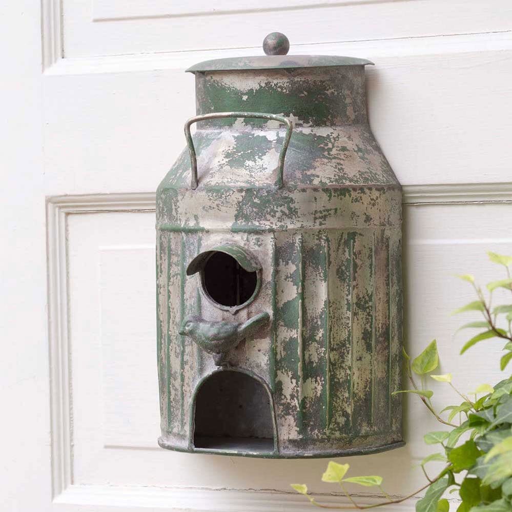 Galvanized & Painted Metal Milk Can Birdhouse-CTW Home-The Village Merchant