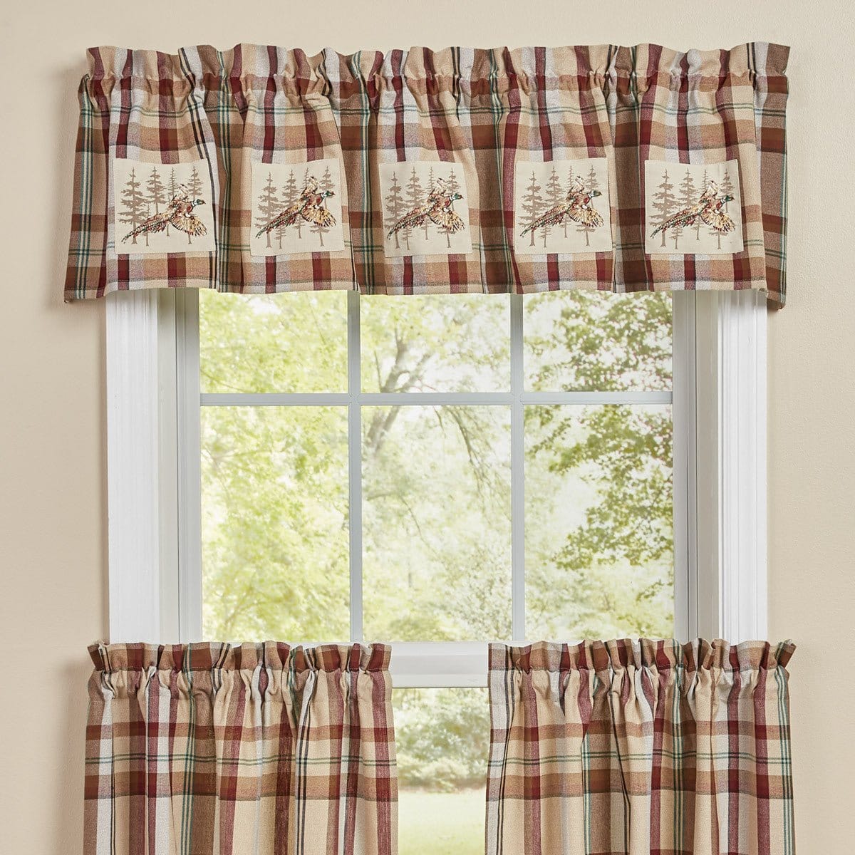 Gamekeeper Plaid Patch Pheasant Valance Lined-Park Designs-The Village Merchant