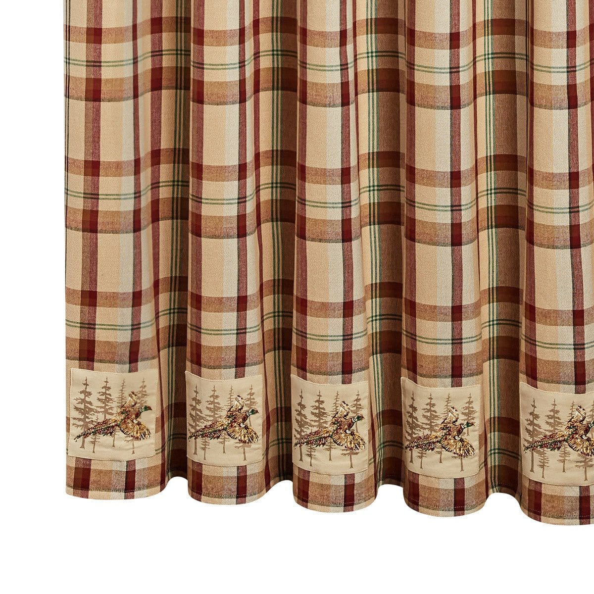 Gamekeeper Plaid Pheasant Patch Shower Curtain-Park Designs-The Village Merchant