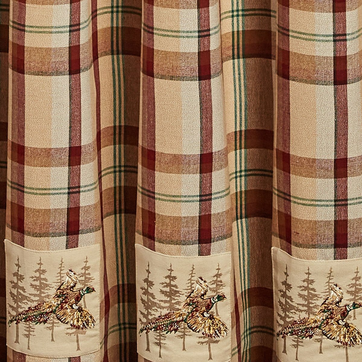 Gamekeeper Plaid Pheasant Patch Shower Curtain-Park Designs-The Village Merchant