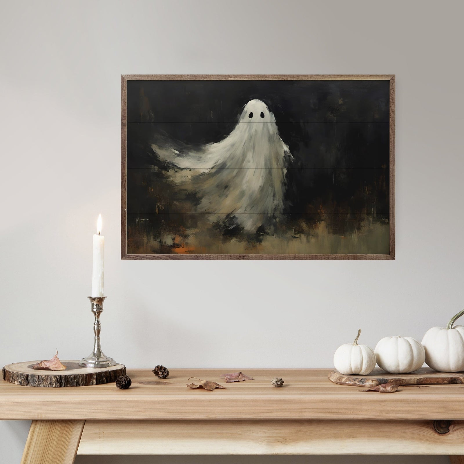 Kendrick Home Walnut Frames Ghost Portrait Printed and Framed Wall Sign