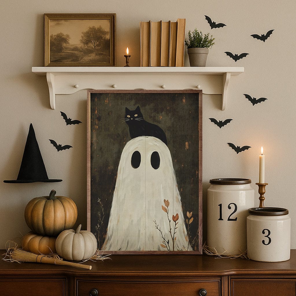 Kendrick Home Walnut Frames Ghost With Cat On Head
