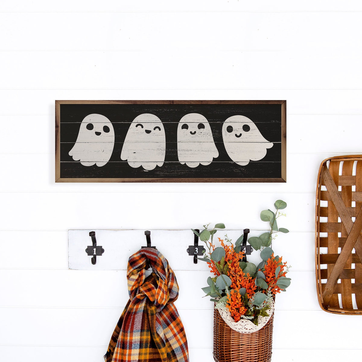 Kendrick Home Walnut Frames Ghosts Black Printed and Framed Wall Sign