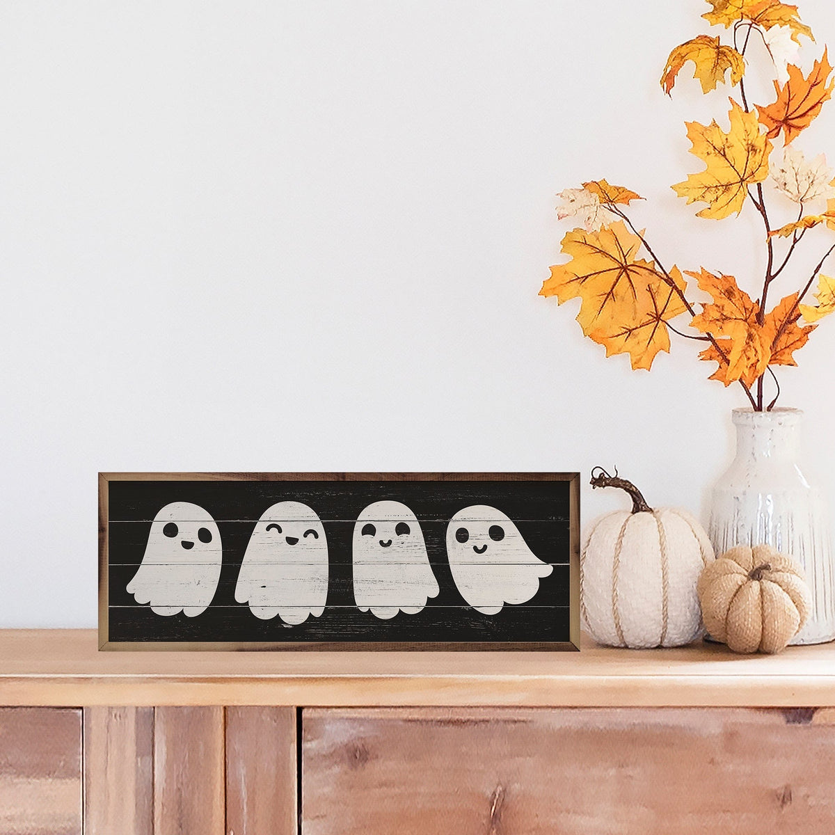 Kendrick Home Walnut Frames Ghosts Black Printed and Framed Wall Sign