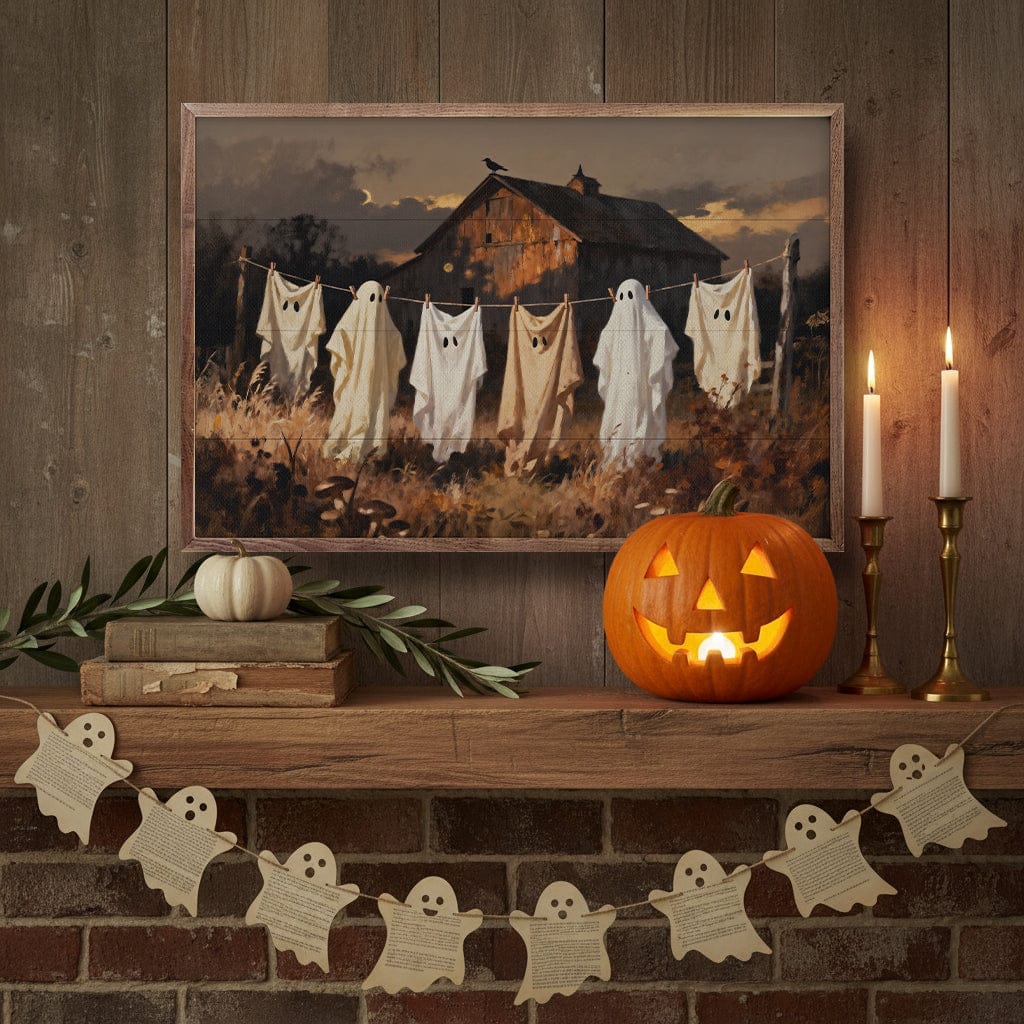 Kendrick Home Walnut Frames Ghosts On The Line Printed and Framed Wall Sign