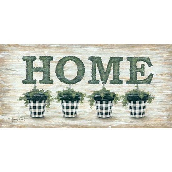 Penny Lane Publishing Gingham Topiaries Home By Annie La Point Art Print - 9 X 18