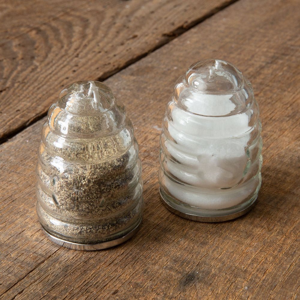 Glass & Metal Honey Hive / BeehiveSalt & Pepper Shakers-CTW Home-The Village Merchant