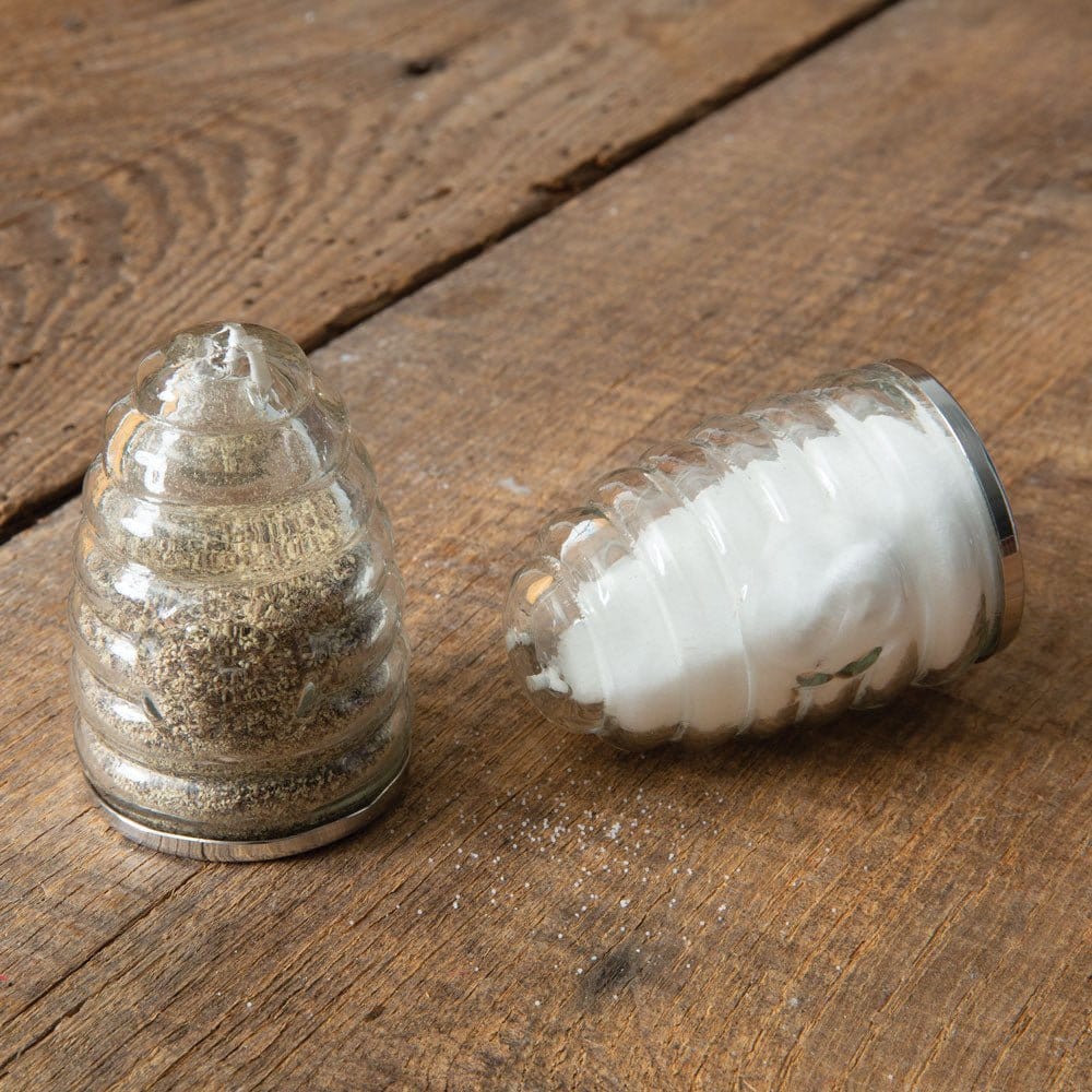 Glass & Metal Honey Hive / BeehiveSalt & Pepper Shakers-CTW Home-The Village Merchant