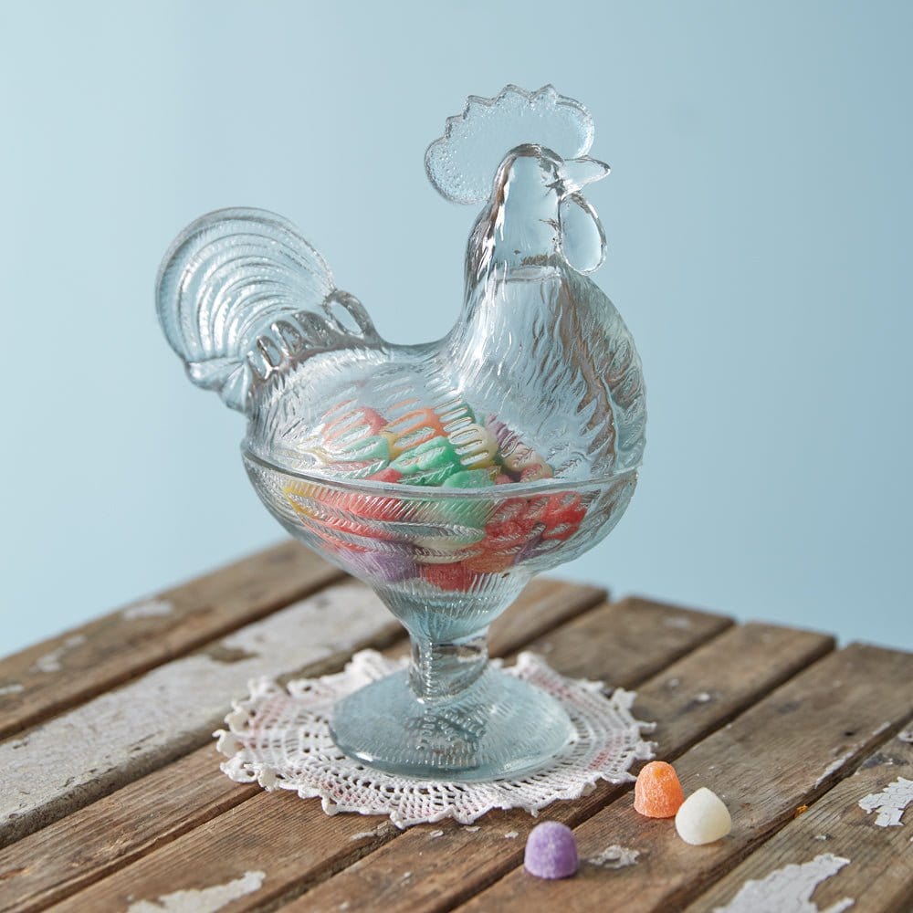Glass Rooster Candy Dish-CTW Home-The Village Merchant