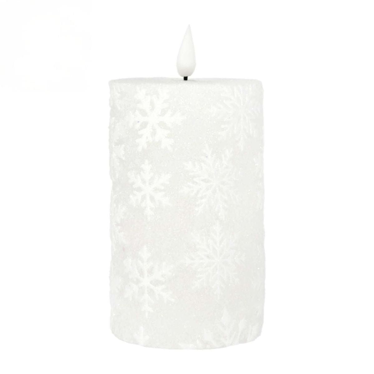 Glitter Snowflake LED Battery Candle Light Pillars - 2 Sizes