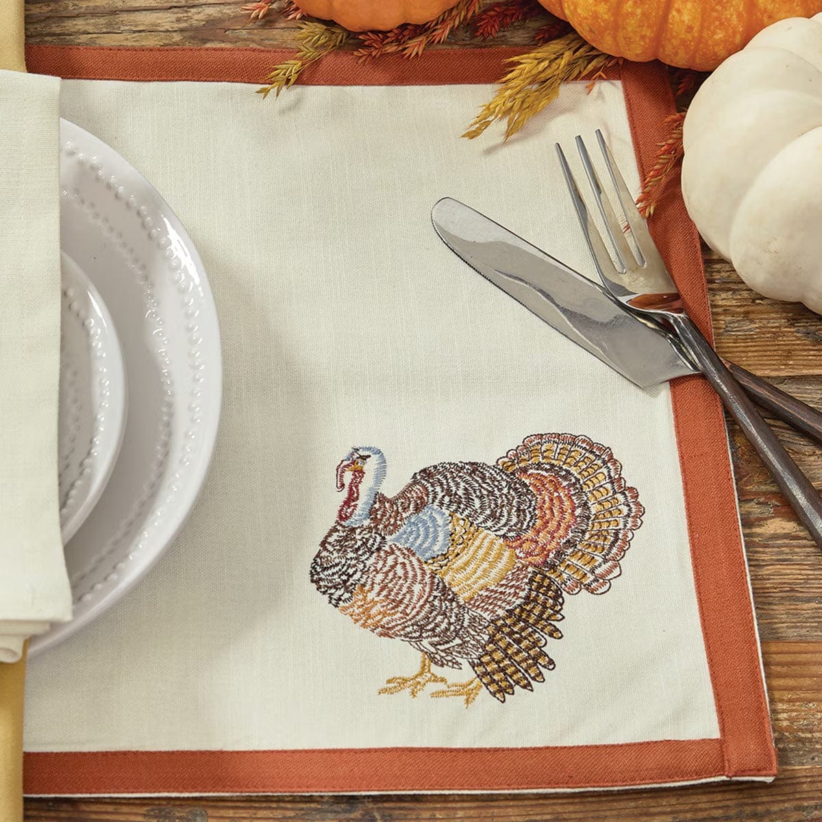 Gobble Gobble Embroidered Placemat Set of 2