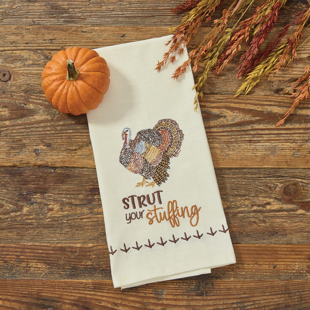 Gobble Gobble Embroidered Strut Your Stuffing Decorative Towel