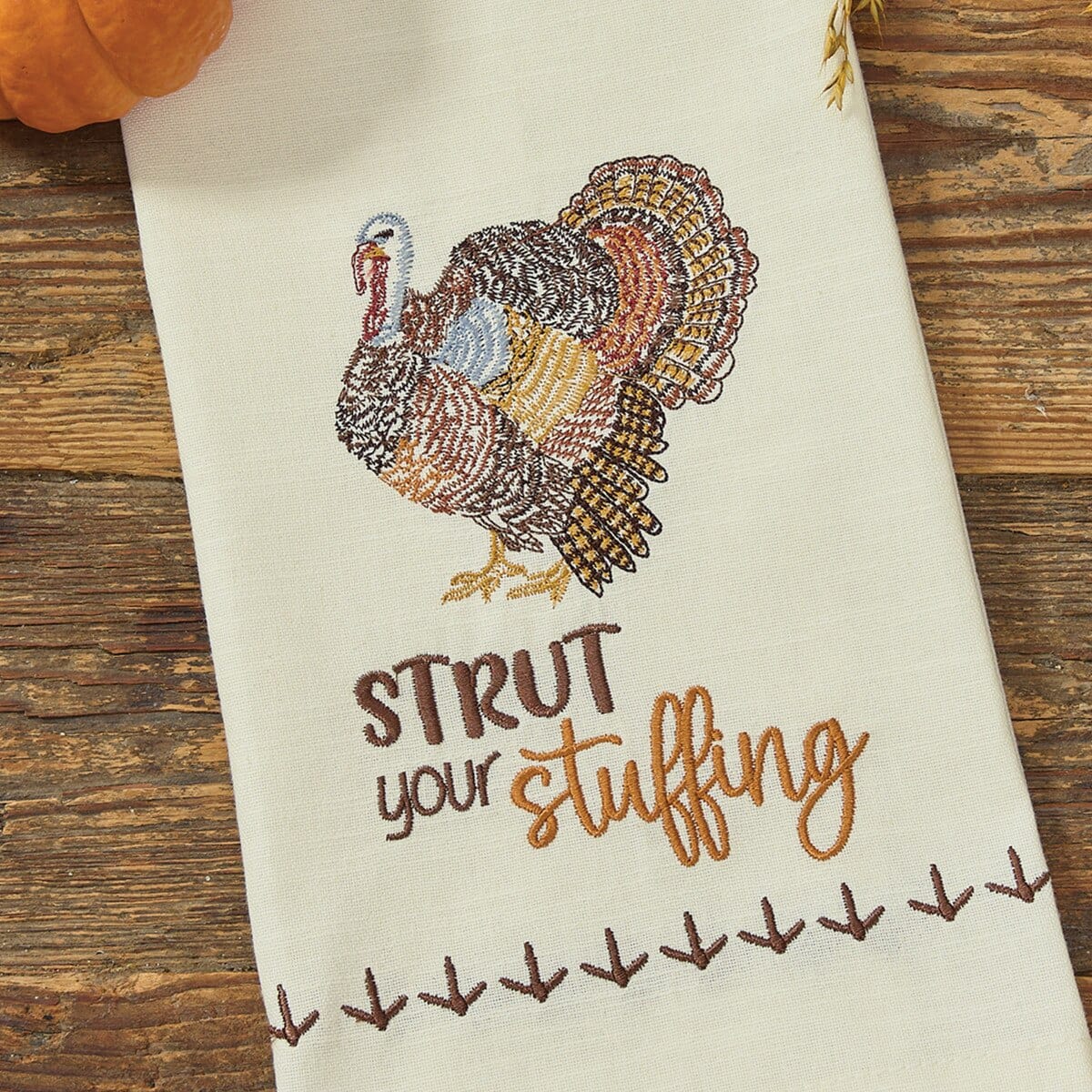 Gobble Gobble Embroidered Strut Your Stuffing Decorative Towel