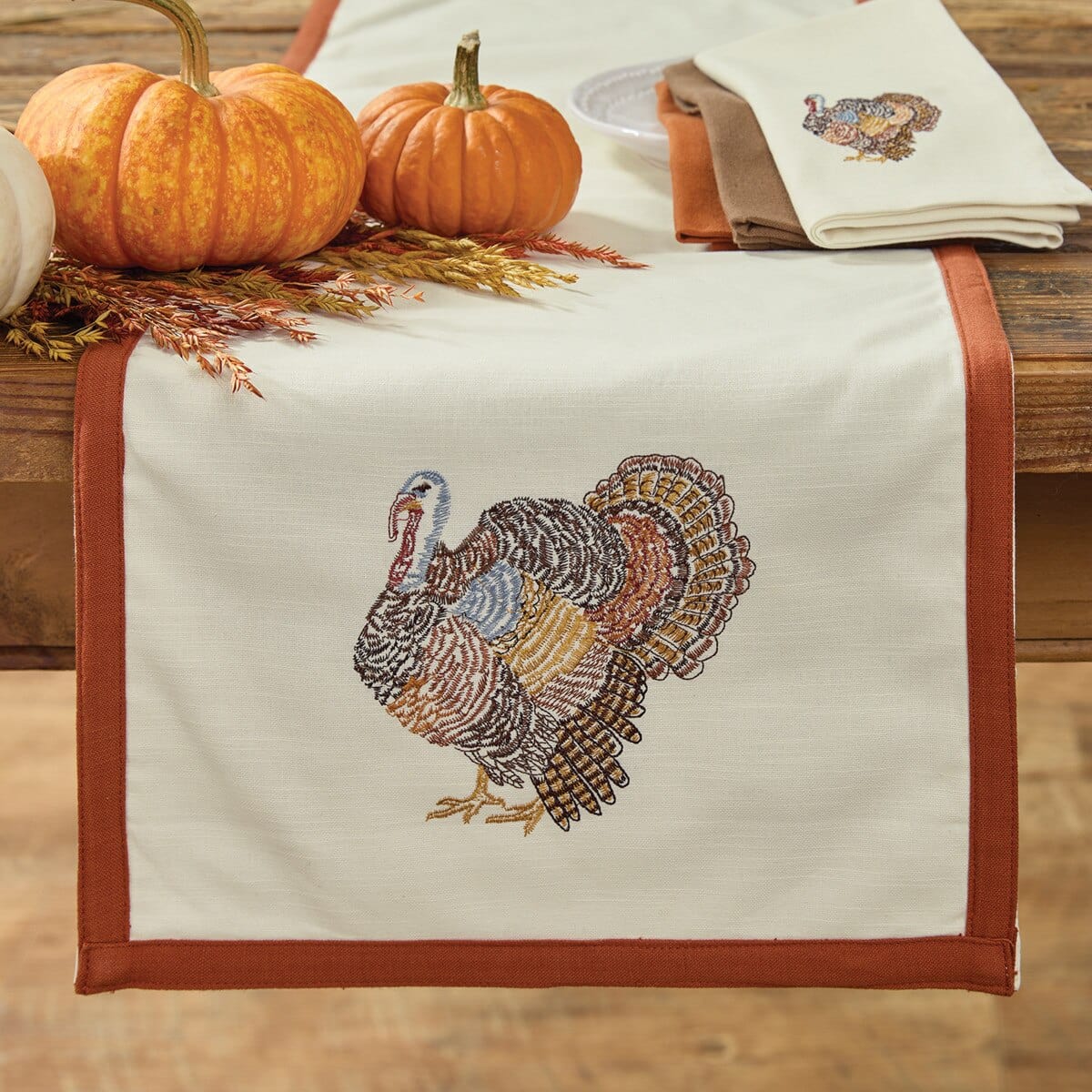 Gobble Gobble Embroidered Table Runner 36" Long