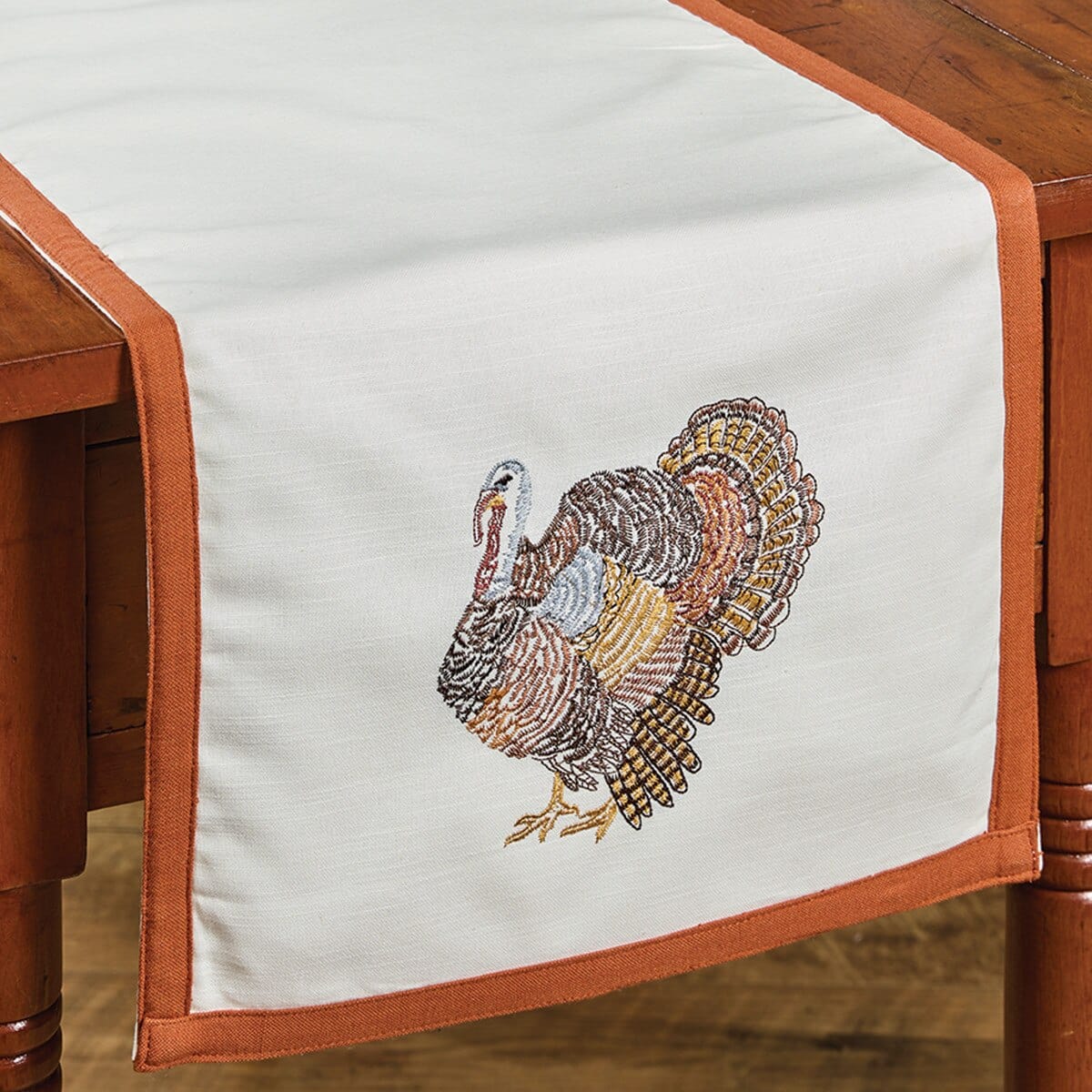 Gobble Gobble Embroidered Table Runner 54'' Long