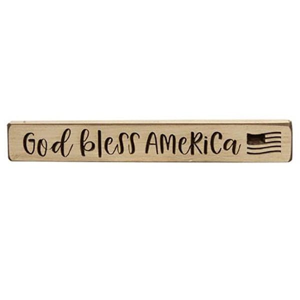 God Bless America Engraved Wood Sign 12" Long-CWI Gifts-The Village Merchant