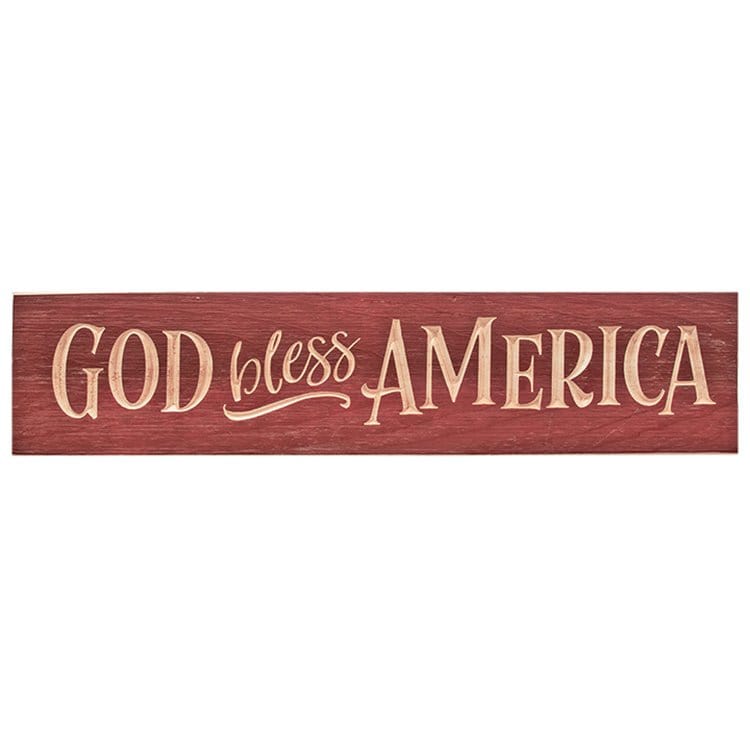 God Bless America Sign Engraved Wood Sign 24&quot; Long-CWI Gifts-The Village Merchant
