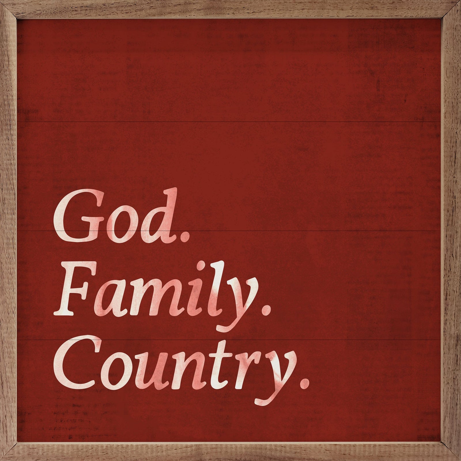 Kendrick Home Walnut Frames Sizes / Red God Family Country Printed and Framed Wall Sign