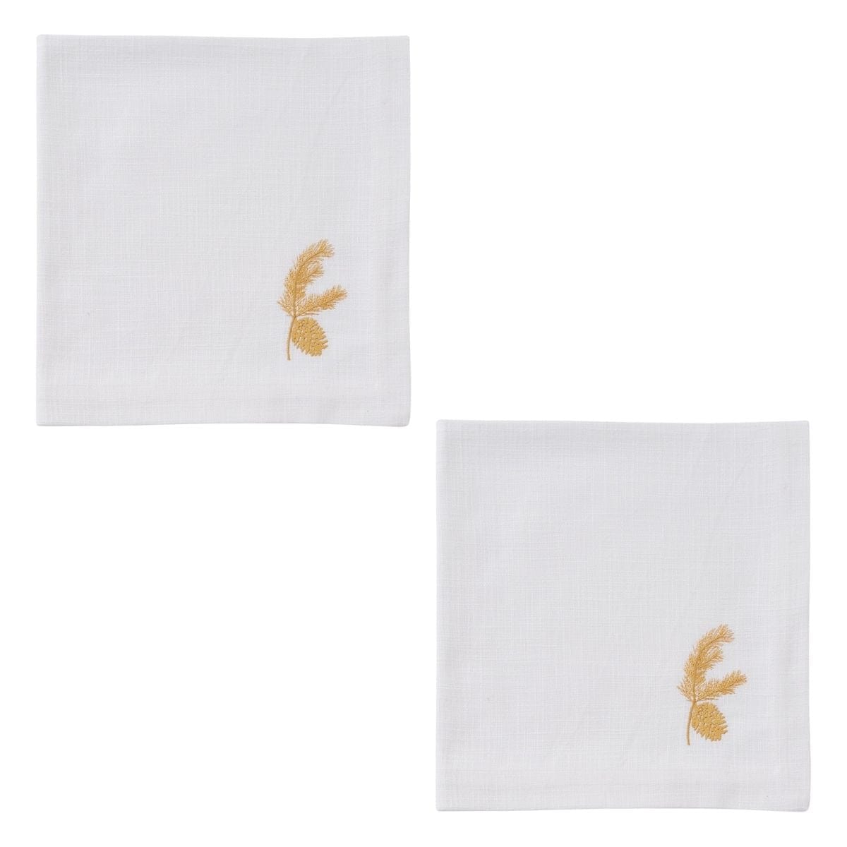 Gold Pinecone Embroidered Patricia Heaton Home Napkin Set of 2