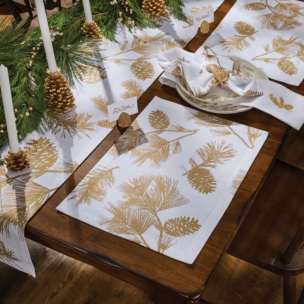 Gold Pinecone Patricia Heaton Home Napkin Set of 2