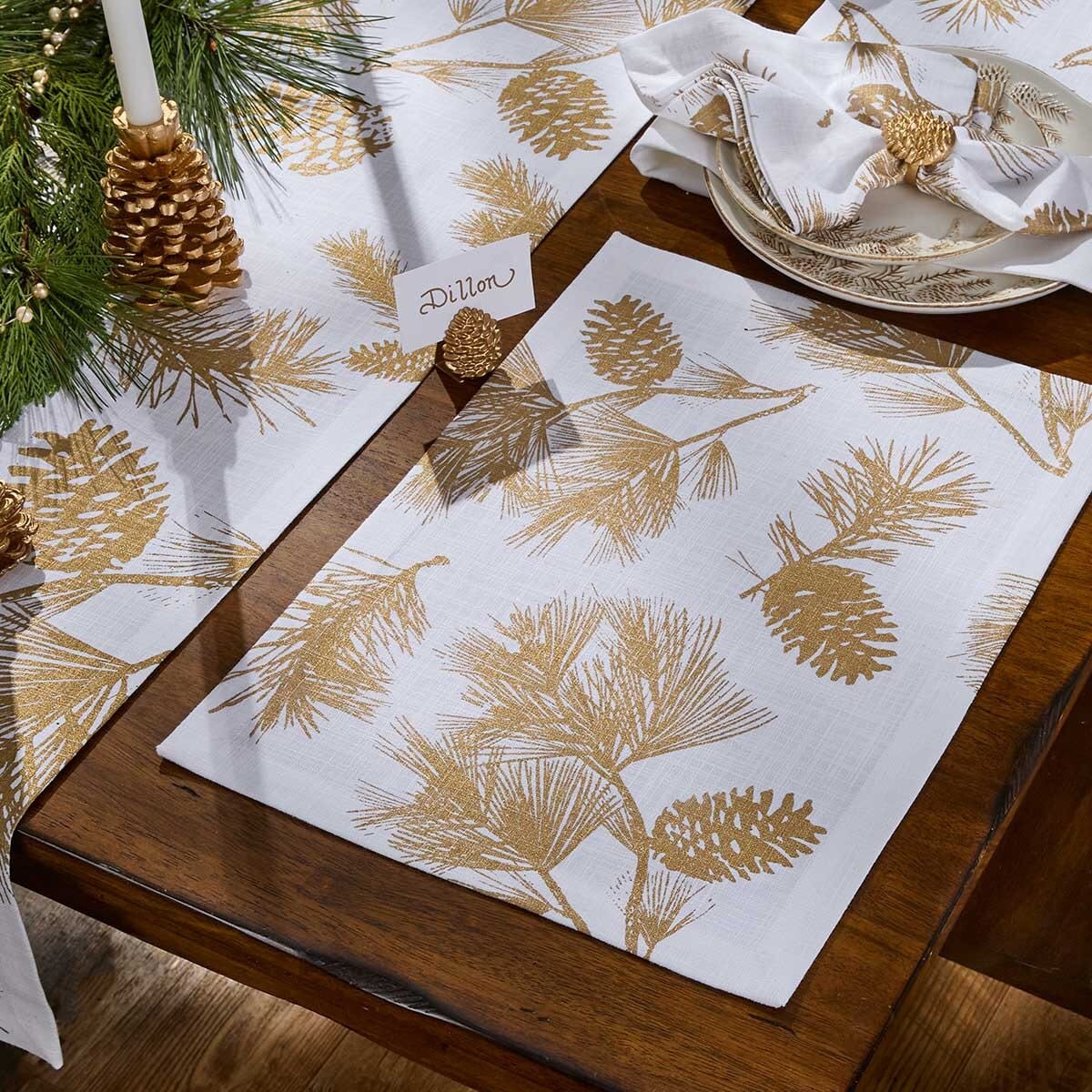 Gold Pinecone Patricia Heaton Home Placemat Set of 2