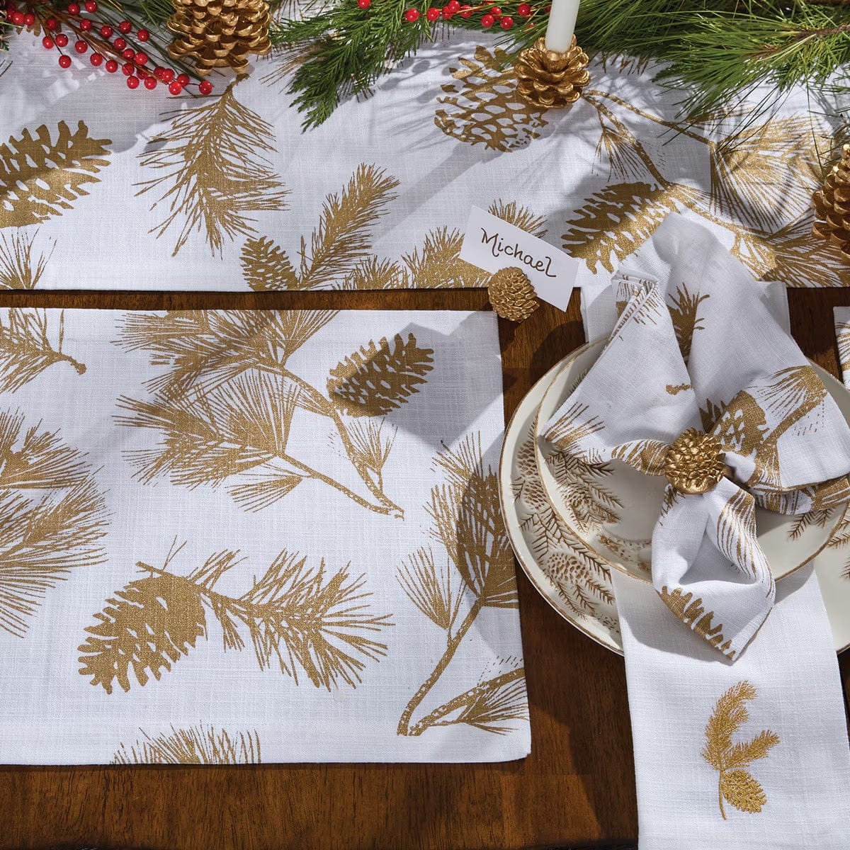 Gold Pinecone Patricia Heaton Home Placemat Set of 2