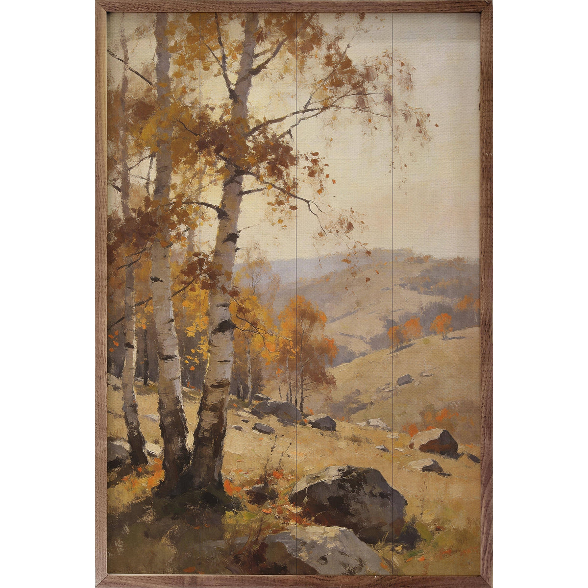 Kendrick Home Walnut Frames 5x8 Golden Birch In Autumn Hills Printed and Framed Wall Sign