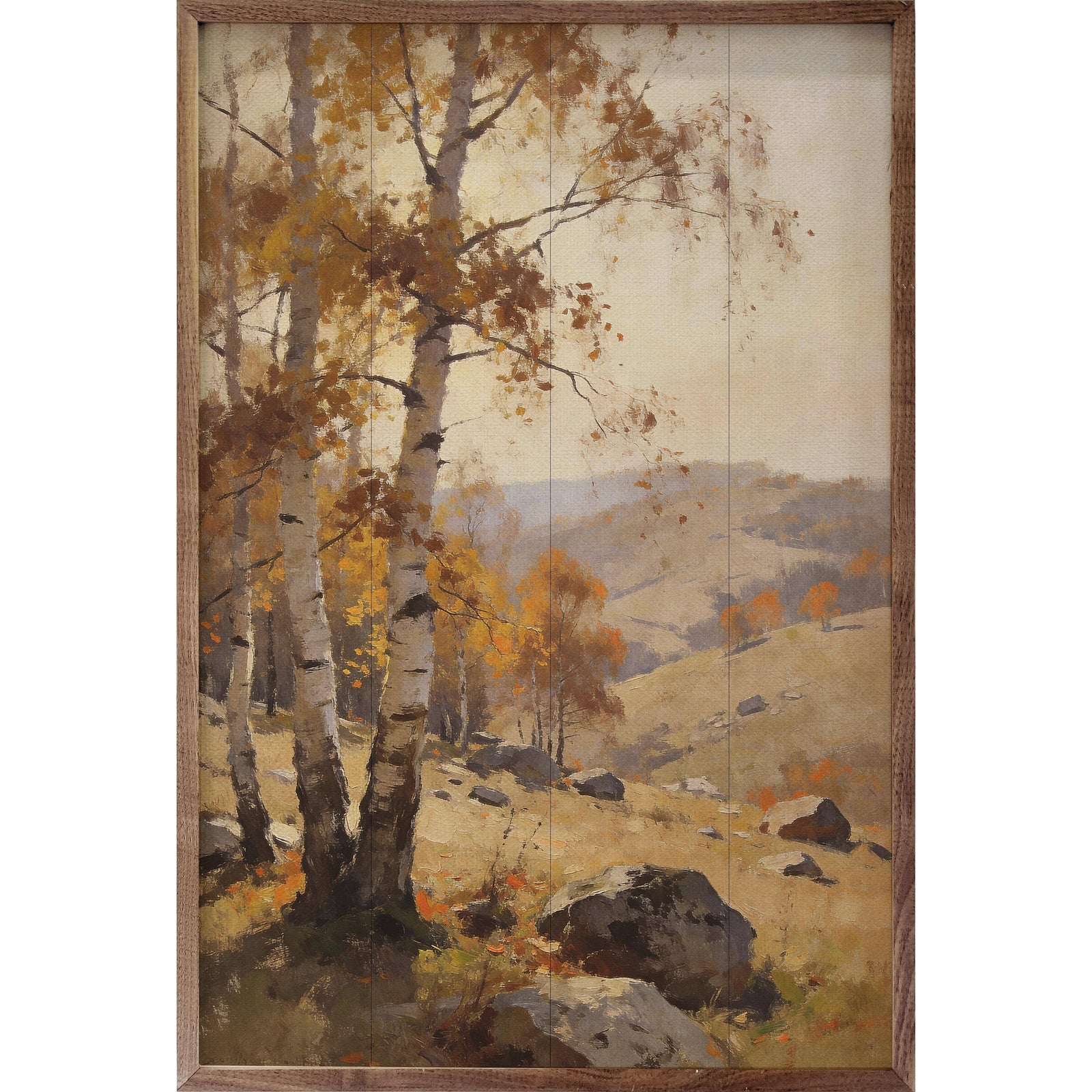 Kendrick Home Walnut Frames 5x8 Golden Birch In Autumn Hills Printed and Framed Wall Sign