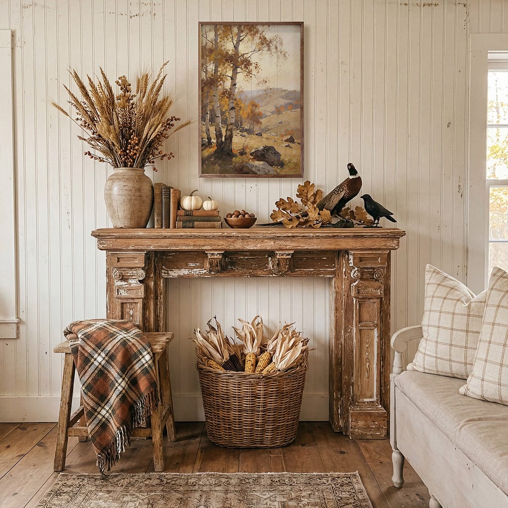 Kendrick Home Walnut Frames Golden Birch In Autumn Hills Printed and Framed Wall Sign