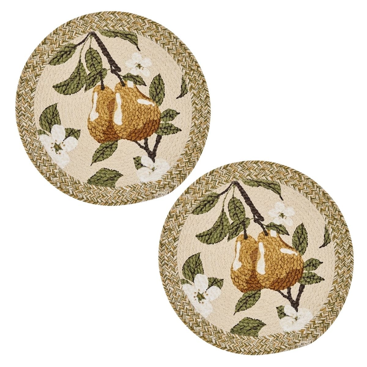 Golden Pear Braided Printed Placemat Round Set of 2