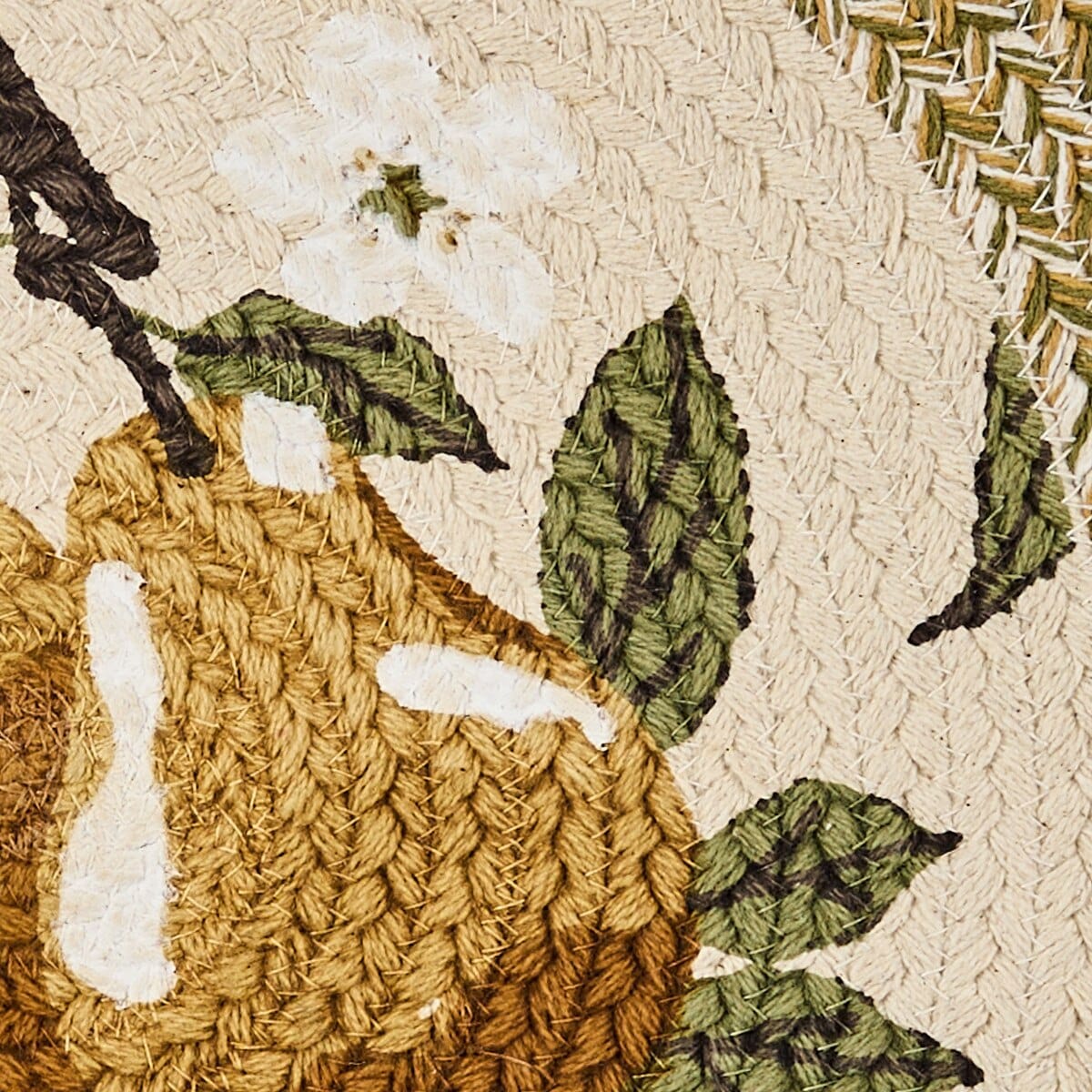 Golden Pear Braided Printed Placemat Round Set of 2