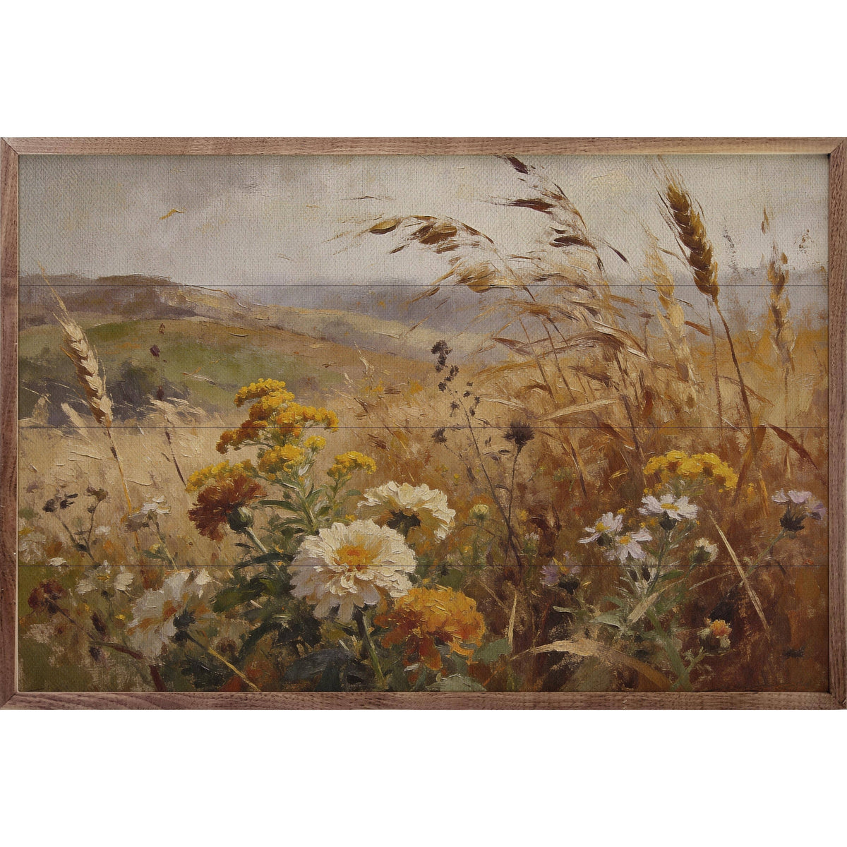 Kendrick Home Walnut Frames 8x5 Golden Prairie In Bloom Printed and Framed Wall Sign