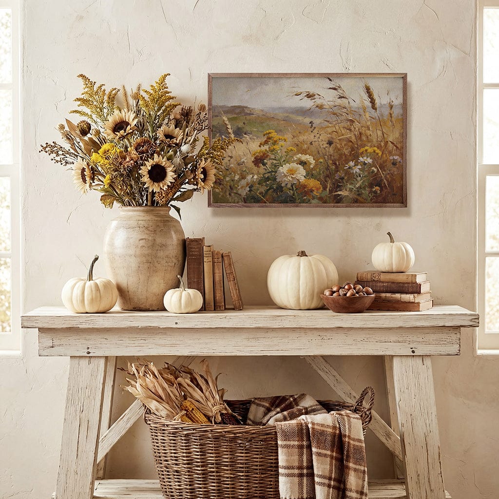 Kendrick Home Walnut Frames Golden Prairie In Bloom Printed and Framed Wall Sign