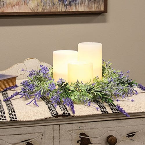 Golden Trumpet & Lavender Candle Ring / Wreath 6.5" Inner Diameter